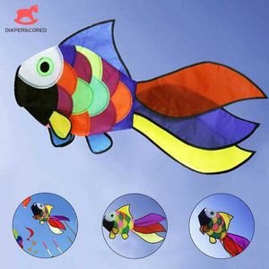 Kites Cute Rainbow Fish Kite High Quality Nylon Windsock Outdoor Garden Decor Line Laundry Kids Toys Random Color 0110