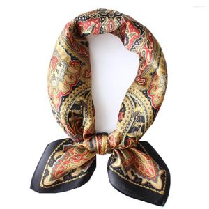 Sciarpe High-end Elegant Women's Exquisite Retro Cashew Flower Stampato Seta di alta qualità Versatile Fascia per capelli Borsa Sciarpa Anello