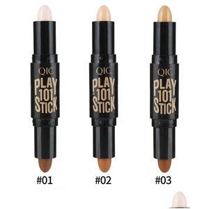 Bronzers Highlighters Qic Highlighter Contour Stick Concealer Bar Double Head Waterproof Highlight Sticks Stereo Facial Brightenin Dhc8I
