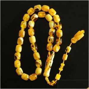 Pulseras de encanto musulm￡n tesbih misbaha tasbih sibha oraci￳n isl￡mica perlas de resina cilindro amber 11x1m 33pcs rosario cuentas 221028 ca￭da del dhkxc