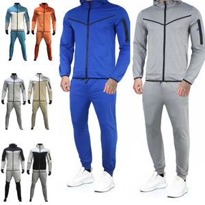 İnce Teknik Polar Erkekler Trailsuit Tasarımcı Sweat Suit İki Parça Set Spor Sweatpants Bahar Sonbahar 3xl Mens Giyim için Uzun Kollu Hoodie