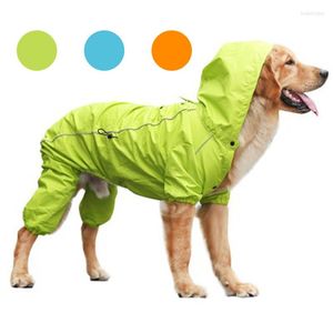 Dog Apparel Breathable Sweat Absorbent Rainwear Waterproof Raincoat Reflective Nylon Puppy Jumpsuit Jackets Hooded Training Supplies
