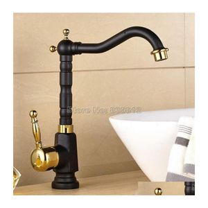 Rubinetti del lavandino del bagno rubinetto oro nero rubinetto freddo e mixer rubinetti da cucina per beccuccio girevole 360 ​​gradi tnf807 drop consegna casa giard Dh5ln