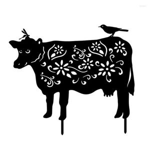 Trädgårdsdekorationer Ko Stake Cattle Yard Art Acrylic Decorative Stakes Silhouette för utomhus