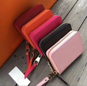 Wytłoczona skórzana torebka z monety zippy 60067 Kobiety kwiatowy kompaktowy zamek błyskawiczny wokół karty portfela obudowa mini pochette accessoires klucz