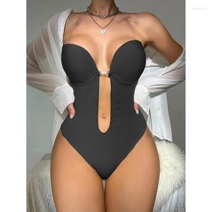 Women's Shapers Premium Seamless Underwear For Backless Dress Deep V-Neck U Plunge Thong Bodysuit Shapewear Invisible Shoulder Strap Bra