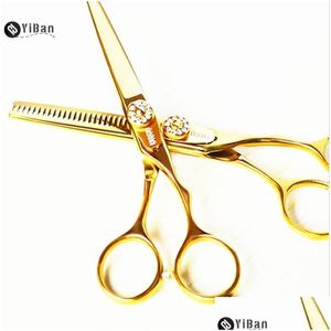 H￥rsax Professional 6 5,5 tum Tyskland 440C Golden Cut Set Cutting Barber Makeup Thinning Shears Fris￶rs Drop Delivery P Dhaj4