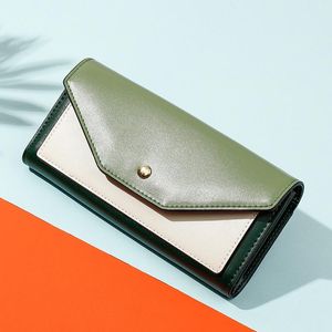 Wallets Contrast Color Casual Clutch Bag Female Large Capacity PU Leather Fashion Long Mobile Phone Ladies Wallet