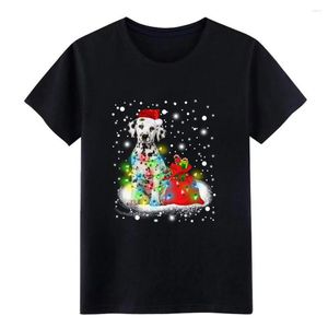 Herr t -skjortor dalmatiska jul jultomten med lampor t -shirt monterad bomullspoly skjorta män anpassar bomull plus storlek 3xl sommar
