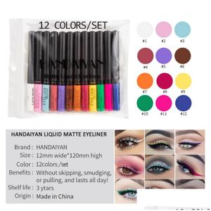 Eyeliner Liquid 12Piece In 1 Package Matte Eyeliners Waterproof Colorf Eye Liner Longlasting All Day Eyes Pen Drop Delivery Health B Dhxoj