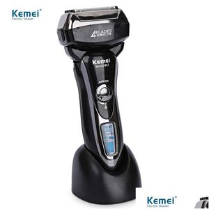 Electric Shavers Kemei Shaver Floating Waterproof Lcd Display 4 Blade Reciprocating Razors Original Powerf Beard Shaving Hine 38D Dr Dht3Q