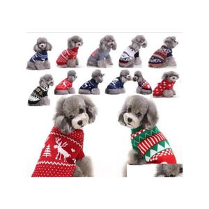 Dog Apparel Pets Knitted Sweater Christmas Tree Milu Deer Printed Sweaters Winter Dogs Warm Coats Xtmas Halloween Party Clothes Drop Dhmus