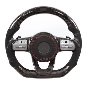 Car Driving Wheel Real Carbon Fiber LED Steering Wheels compatible for Mercedes Benz W177 W205,S205 W213 W222 C257 X166 A C E S CLS G class