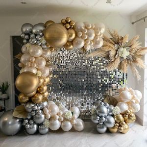 Other Decorative Stickers 1Set Gold Silver Chrome Metalis Balloons Garland Arch Kit For Birthday Wedding Baby Shower Party Decors Pearl White 230110