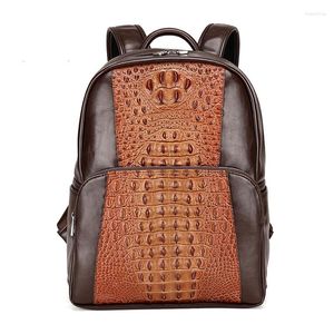 Backpack 2023 Crocodile Pattern Backpacks Men Casual Computer Bag PU Leather Back Bags Male Large Capacity School Travel