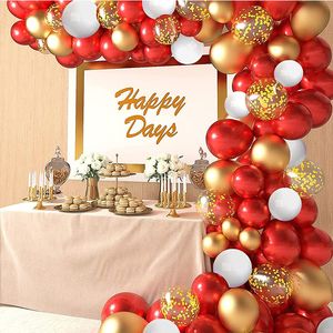 Outros adesivos decorativos Red Balloon White Garland Arch Kit Simulação de ouro Folhas de confete Ballon para Valentine Baby Shower Wedding Birthday Party Decor 230110