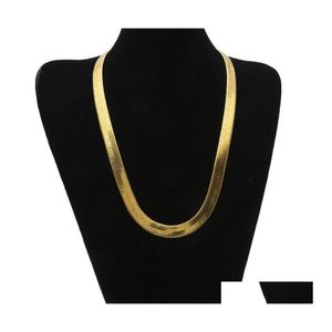 Chains 10Mm Wide Snake Bone Chain Yellow Gold Filled Men Statement Herringbone Necklace 60Cm 2072 Q2 Drop Delivery Jewelry Necklaces Ot3Bz