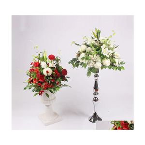 Dekorativa blommor kransar 40 cm silke pioner ros hortensia konstgjord blommor bollarrangemang dekor för bröllop bakgrund bord t dh3su