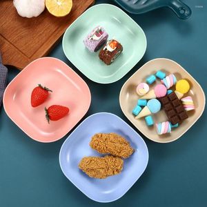 Plates Wheat Straw Plate Nut Cake Fruit Snack Dessert Tray Storage Microwaveable Spit Bone Sauce Dish Large Kitchen Plastic