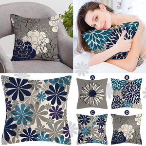 Kuddefodral 45x45cm Blue Daisy Pillowcase Square Cushion Covers Dekorativ för stol Soffa Bed Car Home Decorations Throw Case
