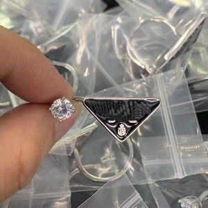 Wedding Rings Letter ring inverted triangle White and black metal punk temperament street shot master simple female PR1 --04 Jewelry party Valentine's Day Gifts