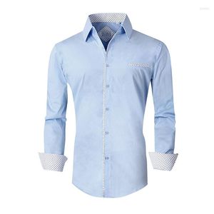 Herrklänningskjortor Mens formella fast färg lapptäcke arbetsplats fyra säsonger enkla affärsmän kläder bröllop fest middag camisa