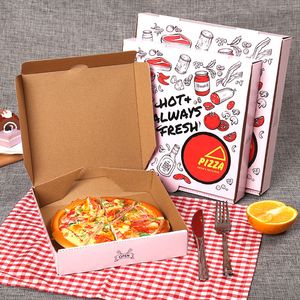 Cor personalizada impressa de qualidade alimentar Eco Friendly Take Away Caixa de papel Kraft Caixas de pizza marrom A383