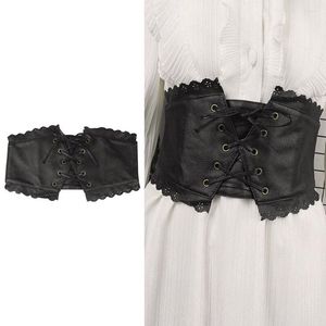 Belts Skirt Dress Coat Vintage Casual Wide Elastic Belt Ladies Cummerbands Leather Corset Band Tied Lace Waistband