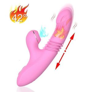 Massageador de brinquedos sexuais Massageador adulto G Vibrador de otário de otário duplo aquecimento motor empuxo clitóris suckis vibratando brinquedos estimuladores de vidrões para mulheres