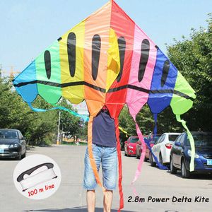 kite new到着屋外楽しいスポーツ2.2mパワーデルタカイトハンドルライン良い飛行0110