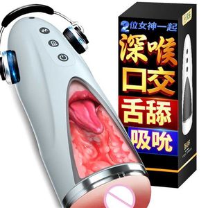 Sex Toys Massager Automatisk tunga Oral sugande manlig Masturbator Cup kraftfulla maskiner Real Vagina Peni Massage Toy for Men