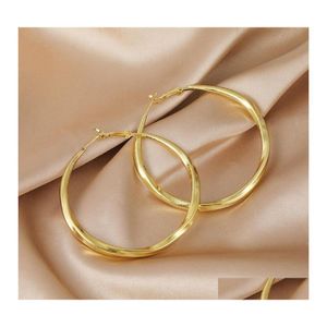 Hoop Huggie Gold Round Big Earring For Women Zink Alloy Lady Fashion Jewelry Nice Ear Hoops Accessoires C3 Drop levering oorbellen Otycw