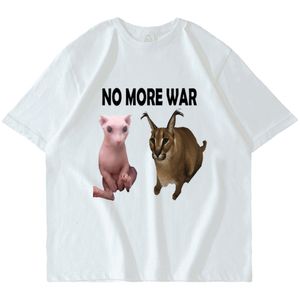Męskie tshirts Big Floppa and Bingus T Shirt No More War Essential Print Tshirt Cartoon Fashion Fashion Klasyczne koszulki z krótkim rękawem Śliczne topy 230110