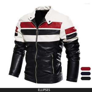 Men's Jackets Men Jacket 2023 Men's Winter Man Motorcycle Suit Color-block PU Leather Coat Suede Clothing