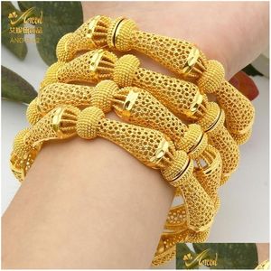 Charm armband 4pcslot indisk guldfärg armband för kvinnliga afrikanska smycken lyx dubai pläterade smycken bröllop gåva släpp leverans dhmo4