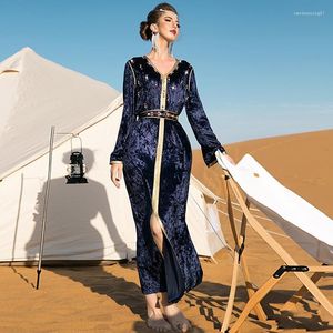 Ubranie etniczne muzułmańska moda damska sukienka vestido de festas longo casamento sukienki wieczorowe Abaya Caftan 2023 Velvet Soszcie Diamond