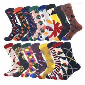 Herrensocken Peonfly Marke Qualität Herren Glücklich Gestreift Plaid Diamant Flamingo Männer Gekämmte Baumwolle Calcetines Largos Hombre