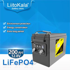 LiitoKala 12.8V 200ah Lifepo4 battery power bank for Campers Golf Cart Off-Road Off-grid Solar Wind for RV Outdoor 5V 12V output