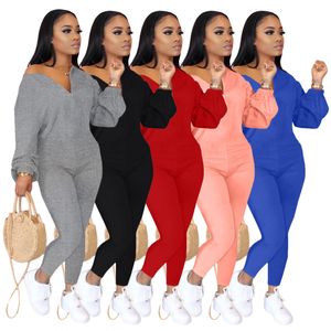 Tasarımcı Tulumlar Kadınlar Sonbahar Kış Bodycon Tonpers Uzun Kollu Katı Tulumlar Tek Parça Kıyafetler Sıska Tahiller Gevşek Pantolon Günlük Toptan Kıyafetler 8537