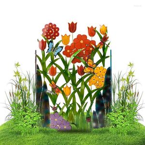 Decorative Flowers Garden Edge Border Fence Realistic Flower And Grass Printing Artificial Rust-Proof