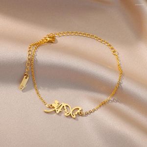 Corbilhas Butterfly Letter para mulheres banhadas aço inoxidável Bracelets 2023 Trend Casal Alphabet Jewelry Bijoux