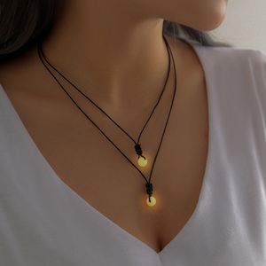 Glowing Necklace Charm Jewelry Women Halloween Pendant Hollow Luminous Stone Pendant Necklace Gift
