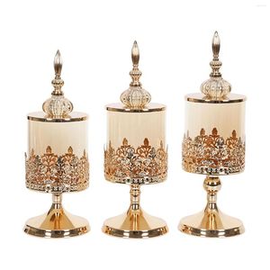 Storage Bottles European Style Candy Jar Dessert Display Container Metal Tealight Candle Holder For Living Room Party Home Celebration