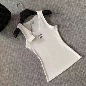 Canotta sportiva lavorata a maglia da donna, lavorata a maglia, firmata, con ricamo, canotta da yoga traspirante