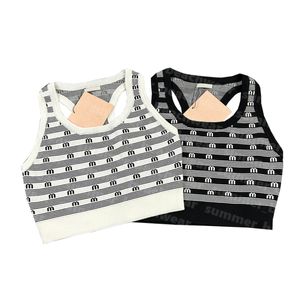 Letter Jacquard Knits Vest Women Knitted Crop Top Sexy Cropped Tops Crew Neck Knitted T-shirt