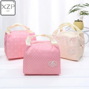 Bag Organizer Thermal Lunch Bags Fresh Pink Cherry Tote Polyester Peach Skin Portable Butterfly Convenient