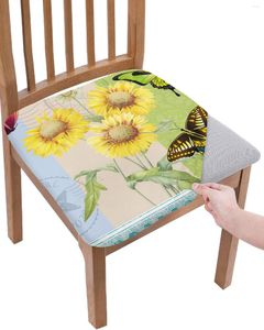 Chair Covers Flower Sunflower Butterfly Postmark Seat Cushion Stretch Dining Cover Slipcovers For Home El Banquet Living Room