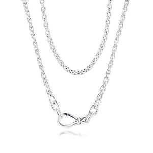 Chains Chunky Infinity Knot Chain Necklace For Girls Choker Love Statement Necklaces Fine 925 Sterling Silver Women JewelryChains