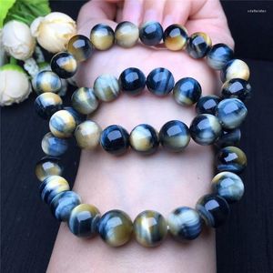 Strand 10-14mmnatural Fantasy Tiger Eye Stone Bead Armband Healing Energy Jewely Lucky Elastic för män och kvinnor