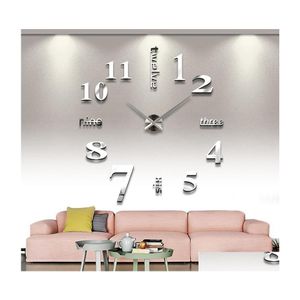 Wanduhren Gro￟handel Home Dekoration 3d Mirror Mode Pers￶nlichkeit DIY Circar Wohnzimmer Big Clock Watch Drop Lieferung Garten Dekor DHGXX